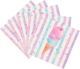 WERNNSAI Ice Cream Party Supplies - Disposable 3 Ply Pink Sweet Ice Cream Themed Birthday or Baby Shower Party Luncheon Dessert Napkins for Girls Pool Summer Celebration