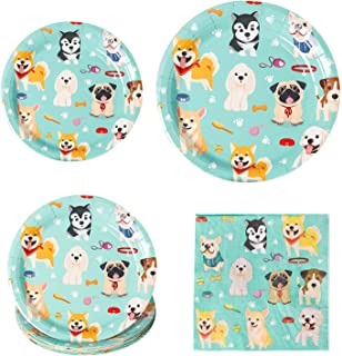 All Ewired Up Dog Party Plates- Puppy Party Supplies Set Including 16 Dessert Dog Paper Plates, 16 Dog Napkins, 16 Dinner Plates- Puppy Plates and Napkins Set for Birthday or Any Dog Theme Party
