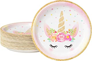 Decorlife 80 Count Unicorn Plates, 9 inch Paper Plates for Girls Unicorn Birthday Party, Baby Shower