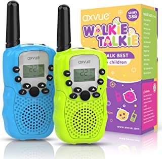 Axvue Walkie Talkies 2 Pack, Long Range 1.86mi High Capacity Battery Festival Birthday Camping Hiking Events Gift Toy for Boys and Girls Kids Teen 22 Channels 2 Way T388