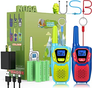 2 Walkie Talkies for Kids Adults Rechargeable Long Range,Topsung Drop Proof USB Walkie Talkies for Girls Boys,VOX 2 Way Radios Walky Talky with NOAA Weather Alert Charger Batteries Lanyards