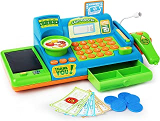 Boley Blue Pretend Cash Register Toy - 19pc Playset for Kids with Toy Scanner and Toy Credit Card Reader - Ages 3 and Up!