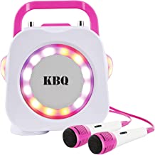 KBQ Kids Karaoke Machine with 2 Microphones, Bluetooth Portable Wireless Karaoke Speaker Player Home Karaoke System for Children and Adults (Pink)