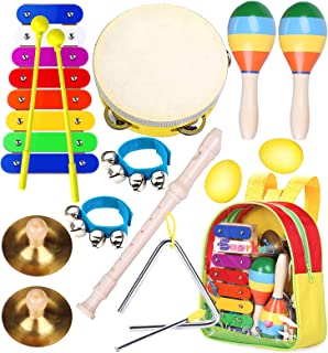 Smarkids Toddler Musical Instruments Toys Premium Accurately Tuned Percussion Musical Instruments for Kids Children Educational Toy Set for Boys& Girls with Xylophone Flute Tambourine Maraca Backpack