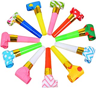 24 Pieces Blowouts Noisemakers Funny Party Blowouts Blowers Musical Blowouts Party Horns Noisemakers Blowouts Whistles, Random Color