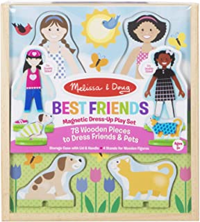 Melissa & Doug Best Friends Magnetic Dress-Up Wooden Dolls Pretend Play Set (78 pcs)