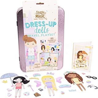 Story Magic Dress-Up Dolls Travel Playset, Pretend Play Magnetic Case, Magnet Outfit and Accessory Pieces, Great for Travel or Playdates, Magnetic On The Go Activity Set for Ages 4, 5, 6, 7