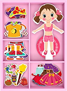 TOYSTER'S Magnetic Wooden Dress-Up Dolls Toy | Pretend Play Set Includes: 1 Wood Doll with 30 Assorted Costume Dress Ideas | Not Your Average Paper Doll | Great Gift Idea for Little Girls 3+ (PZ550)