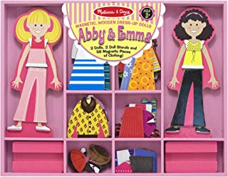 Melissa & Doug Abby and Emma Deluxe Magnetic Wooden Dress-Up Dolls Play Set (55+ pcs)