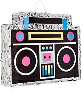 Small 80s Boombox Pinata for Retro Birthday Party Decorations, 90s Hip Hop Theme Supplies (16.5 x 12.8 In)