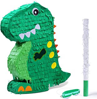 Dinosaur Pinata Bundle with a Blindfold and Bat (17x13x3 Inches), Perfect for Birthday Parties, Animal Theme Parties, Decorations
