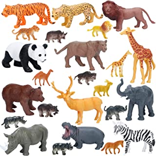 Jumbo Safari Animals Figures, Realistic Large Wild Zoo Animals Figurines, Plastic Jungle Animals Toys Set with Tiger, Lion, Elephant, Giraffe Eduactional Toys Playset for Kids Toddler Party Supplies