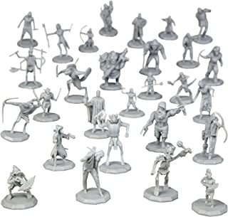28 Paintable Fantasy Mini Figures- All Unique Designs- 1" Hex-Sized Compatible with DND Dungeons and Dragons & Pathfinder and RPG Tabletop Games- Features Goblins, Orcs, Gnolls, Skeletons & More…