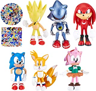 Sonic The Hedgehog Toys for Boys, Sonic Series Action Figures Toys,Sonic Cake Toppers Cartoon Theme Collection Playset Suitable for Kids Birthday Party Cake Decorations Baby Shower Party Supplies 6pcs