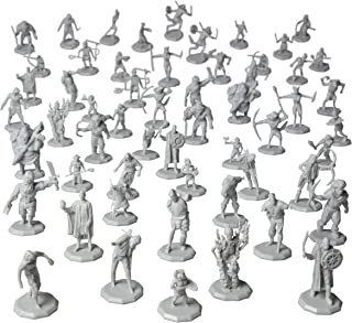 56 Unpainted Fantasy Mini Figures- All Unique Designs- 1" Hex-Sized Compatible with DND Dungeons and Dragons & Pathfinder and RPG Tabletop Games- Features Goblins, Orcs, Gnolls, Skeletons & More