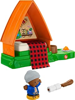 Fisher-Price Little People Cabin Toddler Playset with Camp Fire Light Sounds and Figure, 3 Piece Pretend Play