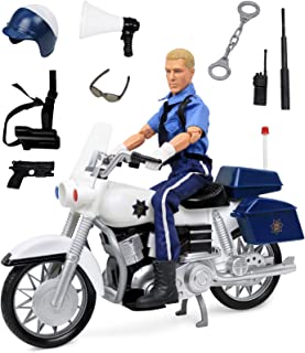 Click N' Play Police On Motorcycle 12" Action Figure Play Set with Accessories , Brown