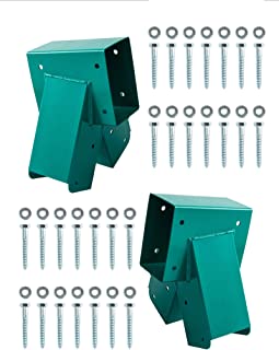 HANDYGO Swing Set Brackets - Heavy Duty Steel Swing Kit, 2 DIY Wooden Swing Hardware Bracket, Playground Equipment Parts, with Mounting Accessories, for Outdoor Play, Green
