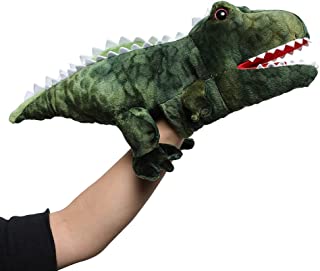 Muiteiur Dinosaur Play Hand Puppet Tyrannosaurus Plush Stuffed Toy with Movable Mouth Great Role Play Childrens Day Gift for Kids (Green, 15inch)