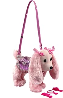 Poochie And Co Little Girls Plush Animal Shaped Purse, Kids Fashion Handbags, Dino Pony Bunny or Kitty Toddler Toy Hand Bags