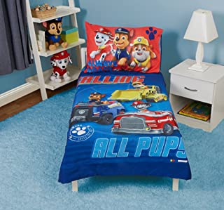 Paw Patrol Calling All Pups 4-Piece Toddler Bedding Set - Includes Quilted Comforter, Fitted Sheet, Top Sheet, and Pillow Case, 28" x 52"