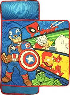 Marvel Super Hero Adventures Avengers Nap Mat - Built-in Pillow and Blanket Featuring Captain America - Super Soft Microfiber Kids'/Toddler/Children's Bedding, Age 3-5 (Official Marvel Product)