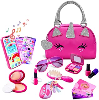 FFTROC Unicorns Gifts for Girls Purse - Toddler Purse Set Pretend Play Makeup Toys for 3 4 5 Year Old Girls, Gifts for 3 4 5 Year Old Girl Toys Age 4-5 6-7, Kids Toys for Girls Birthday Gifts