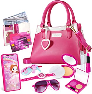 Shemira Play Purse for Little Girls, Princess Pretend Play Girl Toys for 2 3 4 5 6 Years Old, Toddler Purse with Accessories, Kids Toy Purse, Gifts for Girl Age 3-5 4-6 6-8