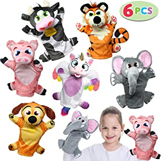 JOYIN Hand Puppets for Kids (6Pack) , Animal Hand Puppets, Puppet Theater, Birthday Party Favor Supplies, Girls, Boys, Kids and Toddler Imaginative Play Easter Gifts Basket Stuffers