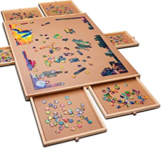 1500 Piece Wooden Jigsaw Puzzle Table - 6 Drawers, Puzzle Board | 27” X 35” Jigsaw Puzzle Board Portable - Portable Puzzle Table | for Adults and Kids