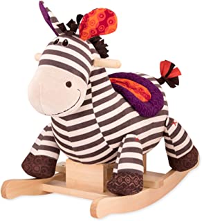 B. toys by Battat Kazoo Wooden Rocking Zebra – Rodeo Rocker – Plush Ride On Zebra Rocking Horse for Toddlers and Babies 18m+, B. Rocking Zebra , White