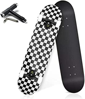 Skateboards for Beginners, 31 Inch Complete Skateboard for Kids Teens Adults, 7 Layer Canadian Maple Double Kick Deck Concave Cruiser Trick Skateboard