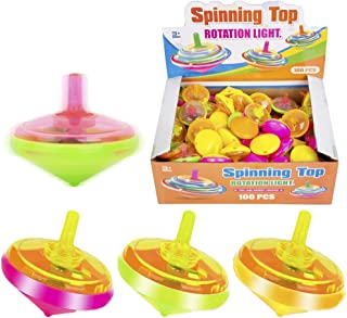 PROLOSO 100 Pcs Light Up Spinning Tops LED Flashing Spinners with Gyroscope