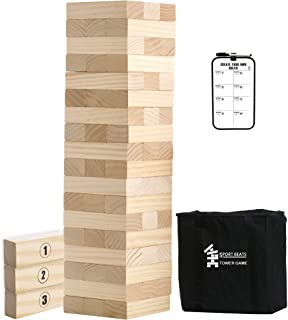 Large Tower Game Life Size Lawn Yard Outdoor Games for Adults and Family Wooden Stacking Games- Includes Rules and Carry Bag-54 Large Blocks