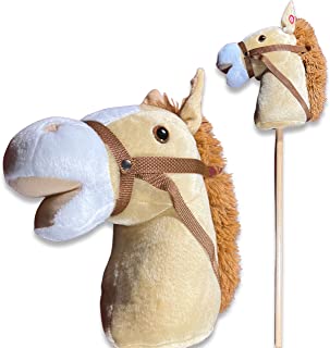 Nature Bound Thin Air Toys Stick Horse | Plush Handcrafted Hobby Horse Provides Fun Pretend Play for Toddlers & Preschoolers | Handsewn Head, Sturdy Wood Stick, Plus Neighing & Clip-Clop Sounds