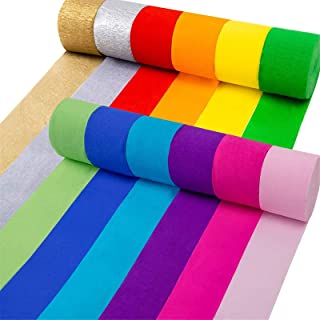 Coceca 12 Rolls 984ft Crepe Paper Streamers in 12 Colors for Rainbow Party Decorations Wedding Ceremony Various Large Festivals Decoration