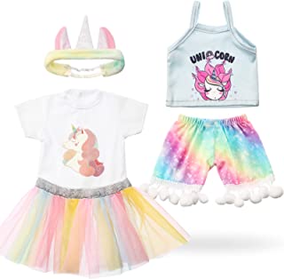 Set of 2 Summer Teddy Bear Clothes Cap & Gow Outfit Fits Make Your Own Most 14" - 18" Bear Plush Stuffed Animal Outfit Pet Dog Doll Cap and Gown Build a Bear Clothe(Unicorn Style, Fit 14"-18")