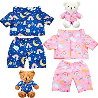 2 Pack Blue and Pink PJ's Bear Clothes Outfit, The Bear is Not Included, Fit 14 - 16 Inch Bears Stuffed Animal Clothes Pajamas Plushie Clothes Clothes for Stuffed Animals, Pre-Kindergarten Toys