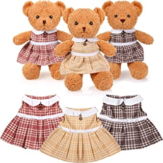 3 Pcs Cute Dress Outfit Teddy Bear Clothes Fits Most 14-18 Inch Build a Bear and Make Your Own Stuffed Animals Build a Bear Clothes for Girls Build a Bear Accessories, Not Included Teddy Bear