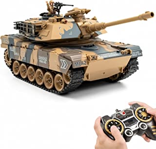Supdex 1/18 RC Tank for Adults, 2.4G Remote Control Battle Tank with Rotating Turret, Smoking and Vibration Controller, Light & Sound Spray Military Vehicles Model Toys That Shoot BBS Airsoft Bullets