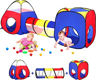 3 in 1 Kids Play Tent with Play Tunnels and Ball Pit, Pop Up Toddler Tent for Kids, Kids Toys for Boys and Girls Babies Children Indoor and Outdoor Playhouse, Gift Idea
