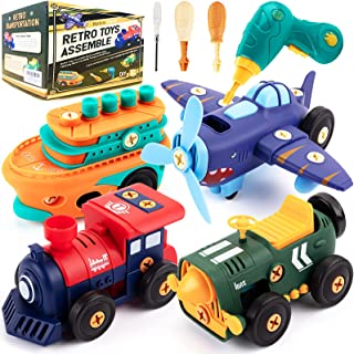 KODATEK Take Apart Toys for 4 5 6 7 8+ Year Old Boys Girls, with Engine & Electric Drill Tool, Kids Tool Set Play Assemble Toys, STEM Building Learning Game, Kids Educational Toys Car Construction Set