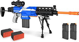 Semour Toy Gun for NERF Guns Automatic Sniper Bullets - Toys for Boys Kids Age 6-12, Christmas Birthday Gifts for Kids, 3 Modes DIY Toy Foam Blasters & Guns with 2 Clips Magazine, 100 Bullets, Blue