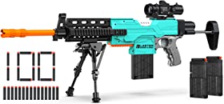 Automatic Toy Gun for Nerf Guns Sniper with Scope, 3 Modes Toy Foam Blasters & Guns with Bipod, 2 Clips, 100 Bullets, DIY Toy Guns for Boys Age 8-12, Kids Toy Gifts for Birthday Halloween Christmas