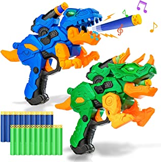 2 Pack Blaster Guns for Nerf Dinosaur Toys with 20 Foam Bullets Darts for Nerf Party Guns Set Birthday Gifts for 4,5,6,7,8 Years Old Kids
