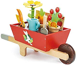 Tender Leaf Toys - Garden Wheelbarrow Set - Deluxe Garden Pretend Play Wooden Toy Set with Everything You Need for Gardening - Educational, Creative and Imaginative Fun in Garden for Children 3+