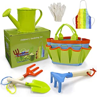 QINGFANGLI Kids Gardening Tool Set, 7pcs Garden Tools for Kids, Shovels, Watering Can, Gloves, Outdoor Beach Toys for Boys and Girls