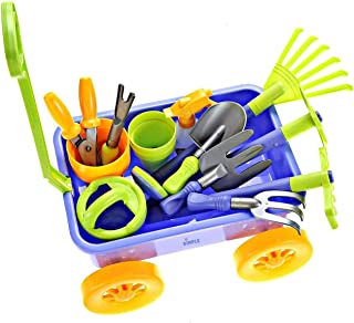 Dimple Garden Wagon & Tools Toy Set Premium 15Piece Gardening Tools & Wagon Toy Set – Sturdy & Durable - Top Yd, Beach, Sand, Garden Toy - Great for Kids & Toddlers (Garden Tool Toy Set)