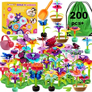 Flower Garden Building Toys, 200 Pcs Flower Building Toy Set for 3 to 7 Year Old Boy Girl Gifts, Build a Flower Garden Educational Stem Toddler Toys for Birthday