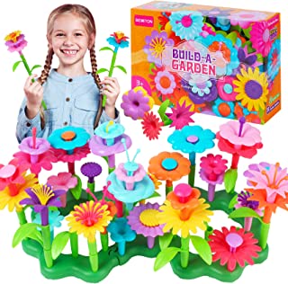 BEMITON Flower Garden Building Toys, Bouquet Stacking Sets for 3 4 5 6 7 Year Old Girls, STEM Educational Activities and Christmas Birthday Gift for Kids, Arts and Crafts for Toddlers Age 3-7,109pcs